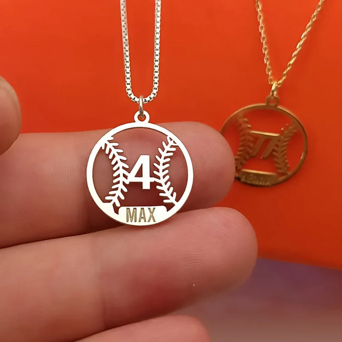 Baseball Number & Name Necklace-Custom Baseball Necklace-Sairahaz Jewelers