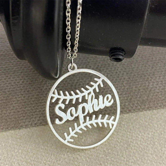 Custom Name Necklace Men Stainless Steel Personalize Baseball Nameplate Pendant Choker Male Sports Leisure Jewelry Gifts-Sairahaz Jewelers