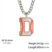 Baseball Alphabet Letters Necklace Cuban Chain-Custom Name Necklace-Sairahaz Jewelers