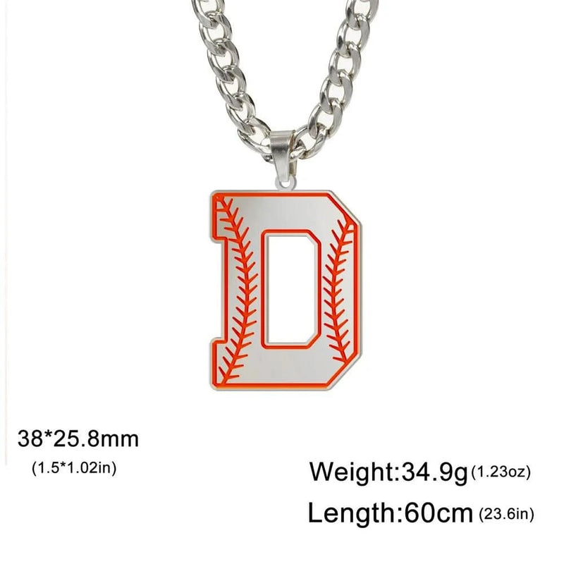 Baseball Alphabet Letters Necklace Cuban Chain-Custom Name Necklace-Sairahaz Jewelers
