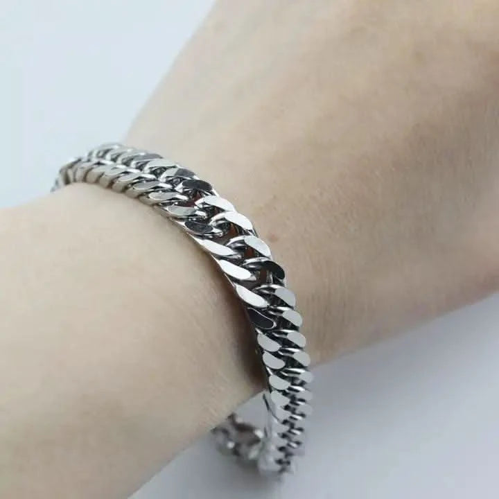 Miami Cuban Chain Bracelet, 9 mm Men and Women Stainless Steel-Bracelet-Sairahaz Jewelers