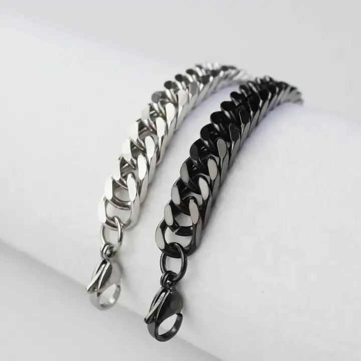Miami Cuban Chain Bracelet, 9 mm Men and Women Stainless Steel-Bracelet-Sairahaz Jewelers