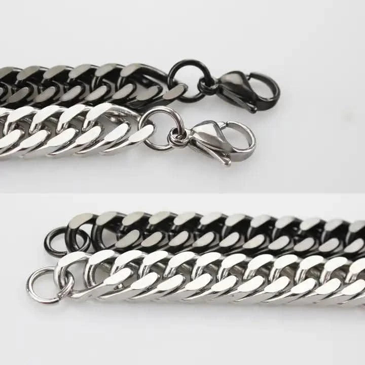 Miami Cuban Chain Bracelet, 9 mm Men and Women Stainless Steel-Bracelet-Sairahaz Jewelers