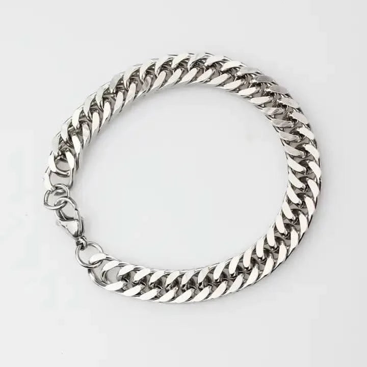Miami Cuban Chain Bracelet, 9 mm Men and Women Stainless Steel-Bracelet-Sairahaz Jewelers