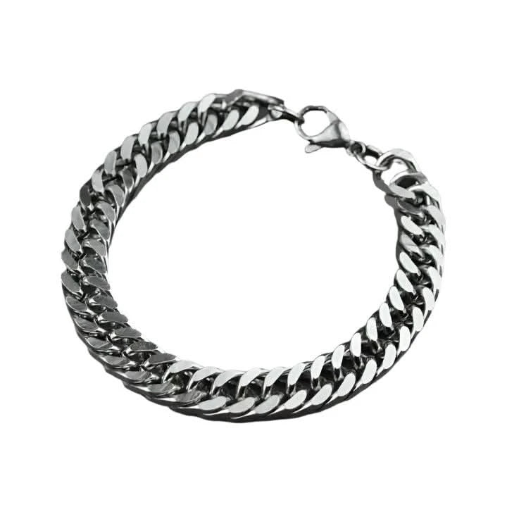 Miami Cuban Chain Bracelet, 9 mm Men and Women Stainless Steel-Bracelet-Sairahaz Jewelers