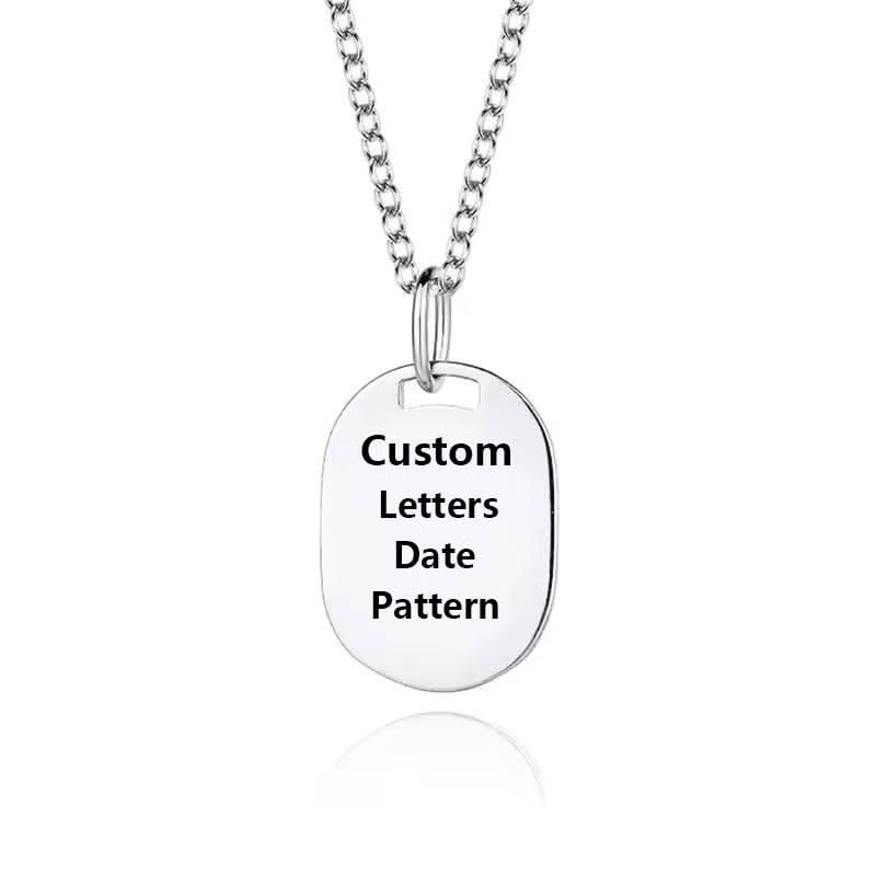 Squre Tag Engraved Name Necklace 925 Sterling Silver-Custom Name Necklace-Sairahaz Jewelers