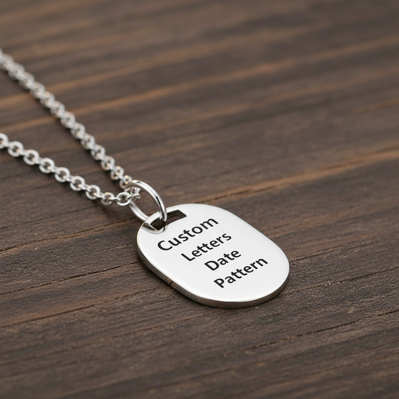 Square Tag Engraved Name Necklace 925 Sterling Silver
