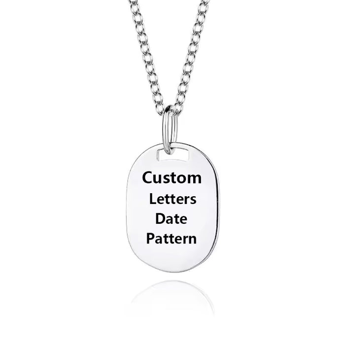 Squre Tag Engraved Name Necklace 925 Sterling Silver