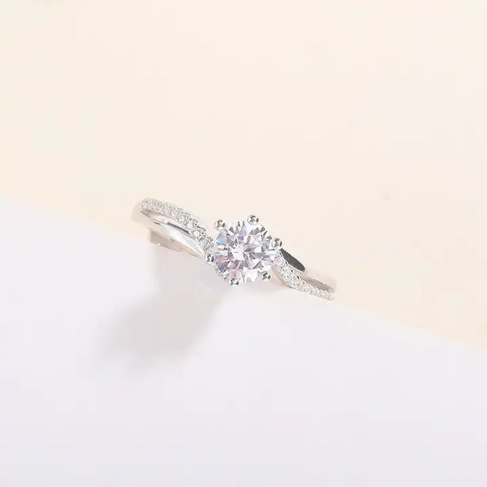 Zircon Diamond Women Engagement Wedding Ring 925 Sterling Silver Jewelry