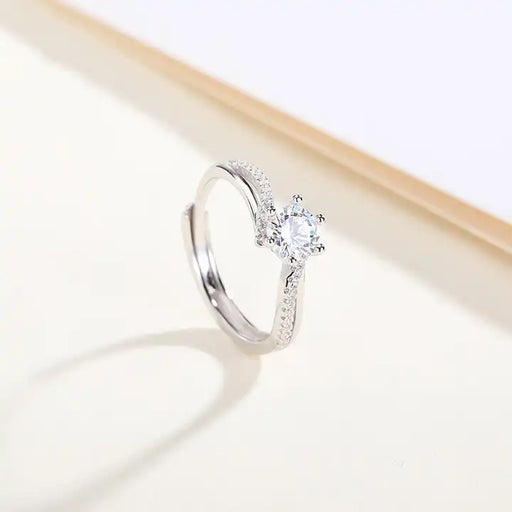  Adjustable Zircon Diamond Women's Ring in Sterling Silver: