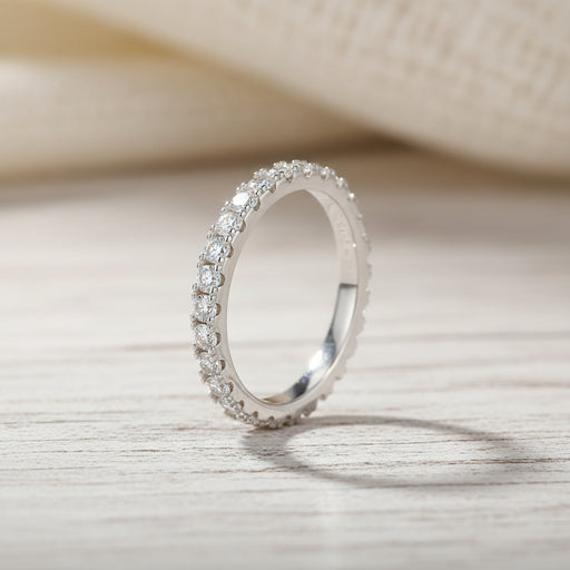 Sterling Silver Moissanite Eternity Band 0.7ct Moissanite