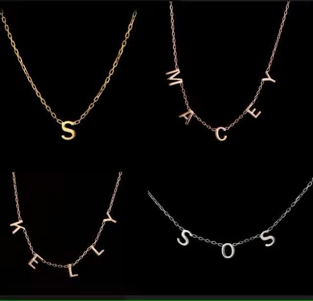 Minimalist Initial Name Necklace-Custom Name Necklace-Sairahaz Jewelers