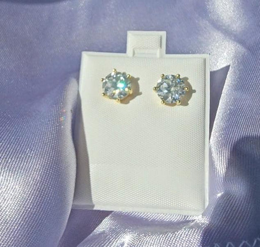 Moissanite Stud Round Earrings-Earring-Sairahaz Jewelers