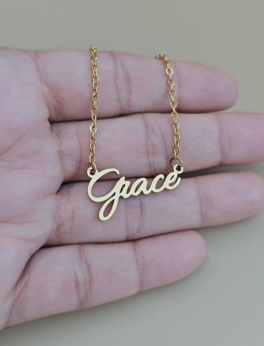 Stylish Scripture Name Necklace-Cursive Custom Name Necklace-Sairahaz Jewelers