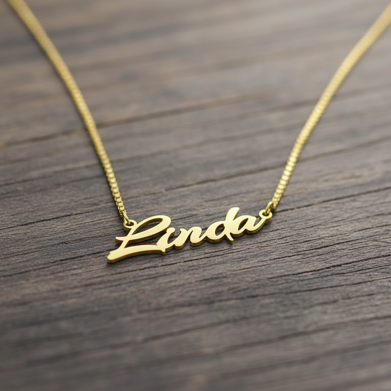 Curved Script Custom Name Necklace