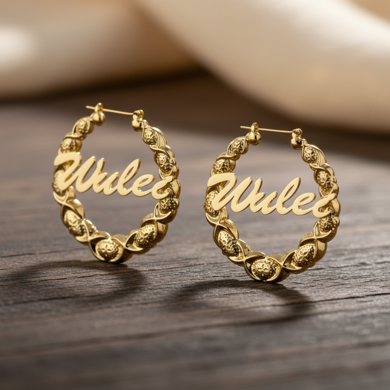Boucles d'oreilles créoles personnalisées XOXO – Personnalisables en or, or rose et argent