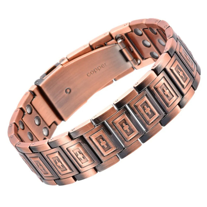 Pulsera magnética para hombre – Pulsera de cobre de primera calidad, ajuste regulable
