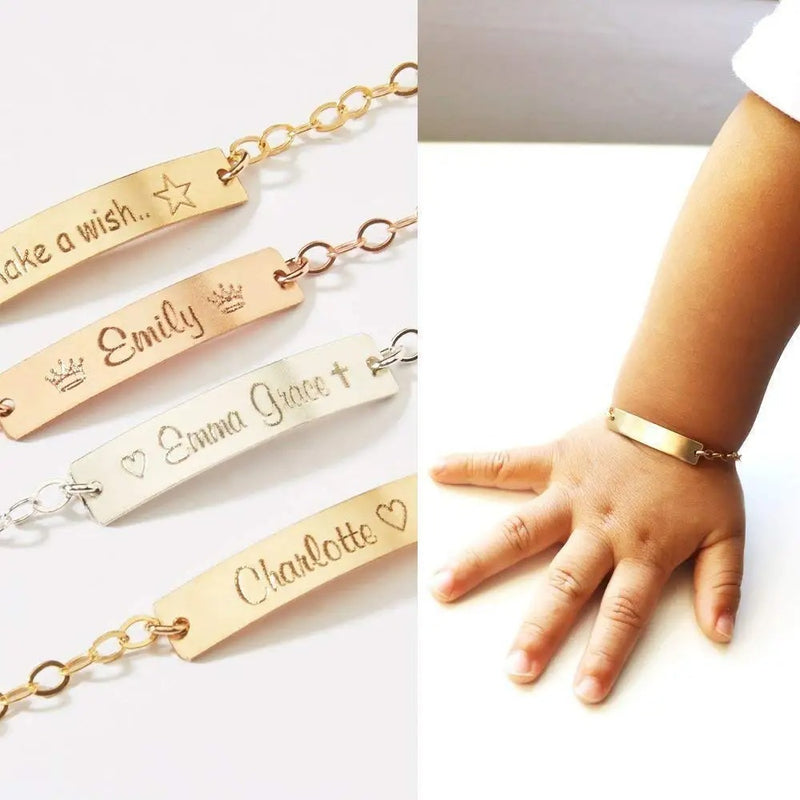 Bracelet de naissance gravé personnalisé en or, argent ou or rose