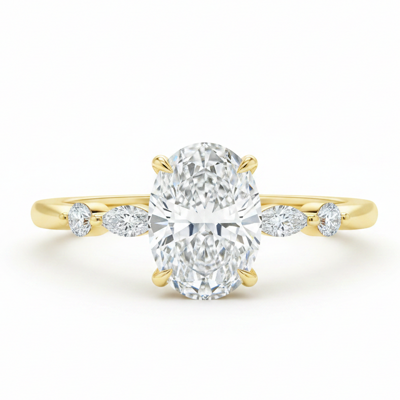 3 Carat Oval Lab Diamond Solitaire Engagement Ring