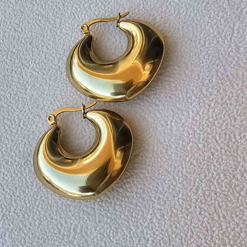Radiant Chunky Heart Gold Plated Earrings - Gift for Her Gift for Mom