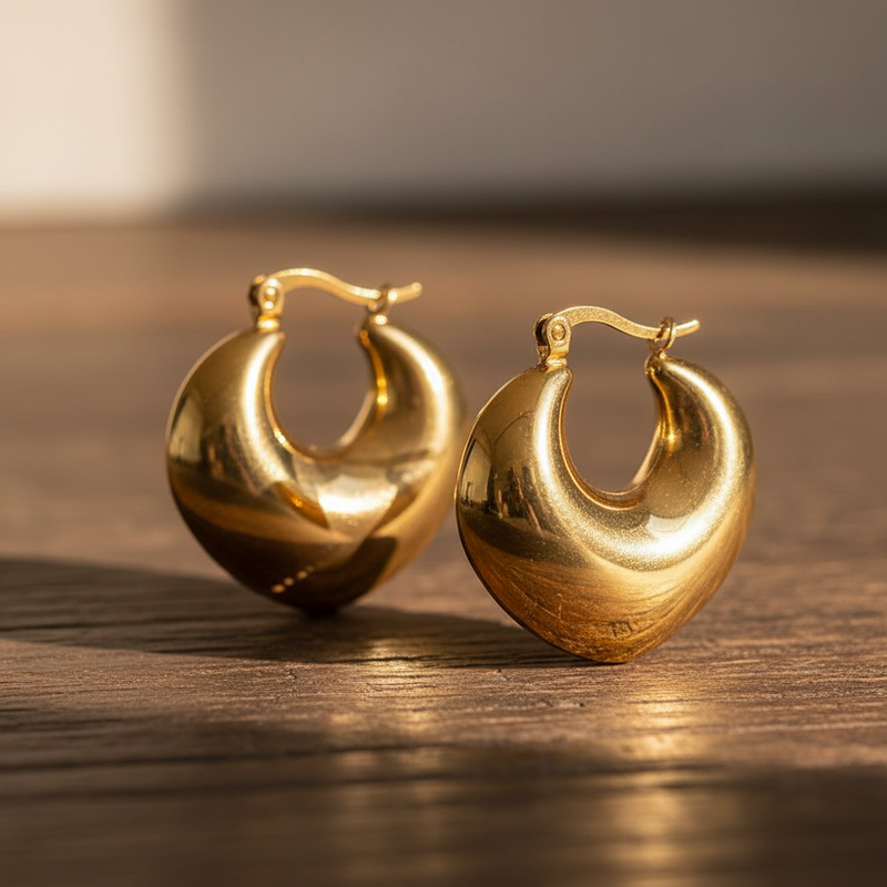 Chunky Heart Gold Plated Earrings - The Perfect Gift for Her