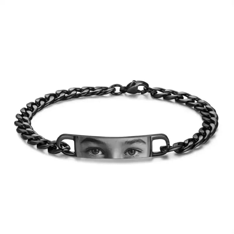 Personalized Photo Eyes Engraving Cuban Link Bracelet
