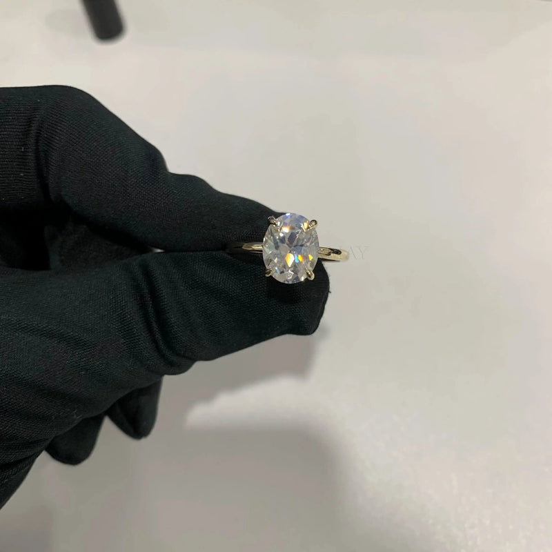 3 Carat Oval Moissanite Crushed Ice Cut-Rings-Sairahaz Jewelers