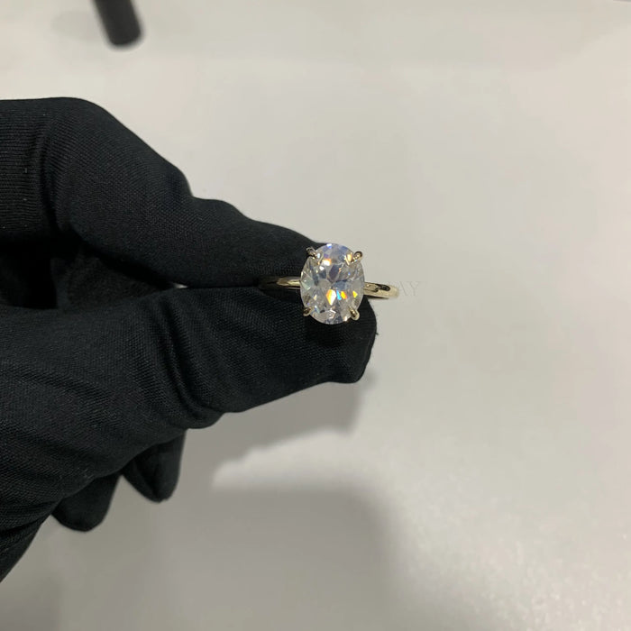 3 Carat Oval Moissanite Crushed Ice Cut