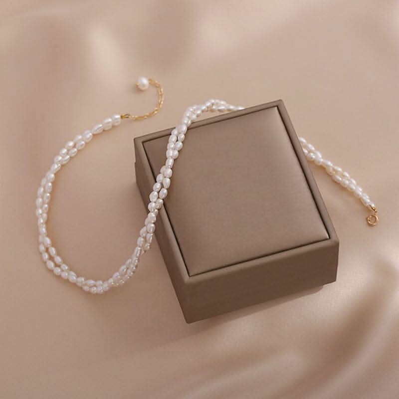 Freshwater Pearl Double Necklace Choker for Timeless Beauty - Gift for her - Gift for wedding