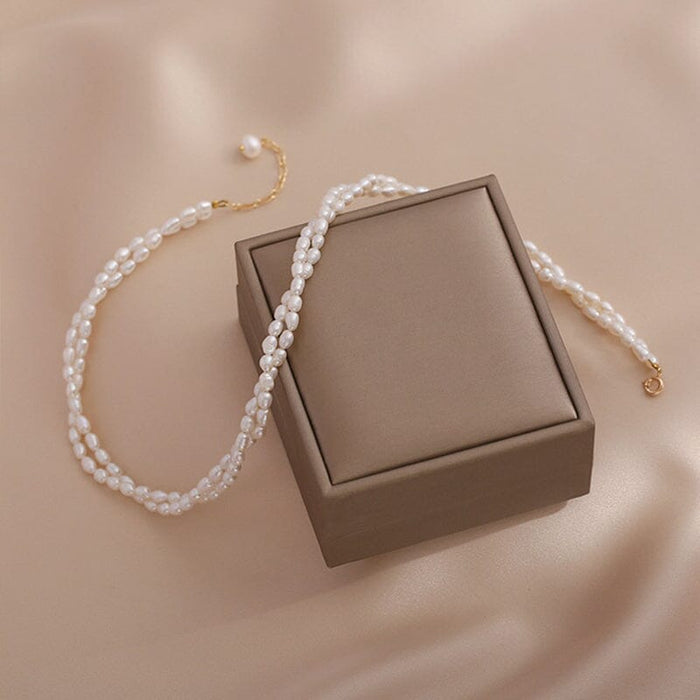 Freshwater Pearl Double Necklace Choker for Timeless Beauty - Gift for her - Gift for wedding