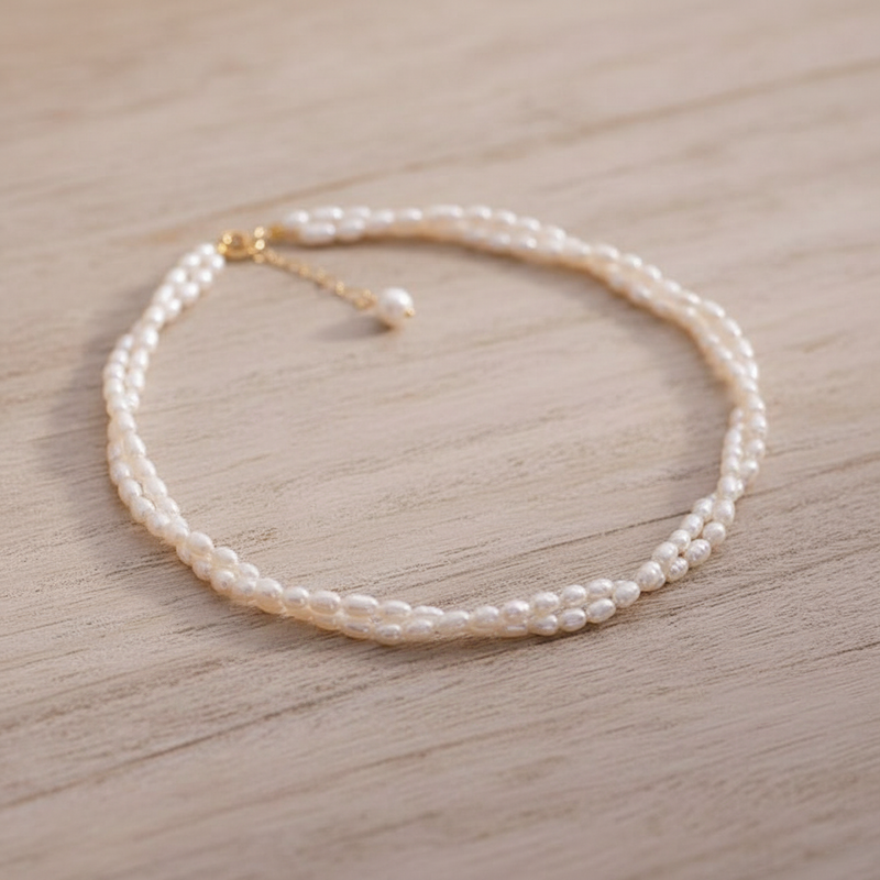 Double Pearl Choker Necklace