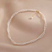 Freshwater Pearl Double Necklace Choker for Timeless Beauty - Gift for her - Gift for wedding