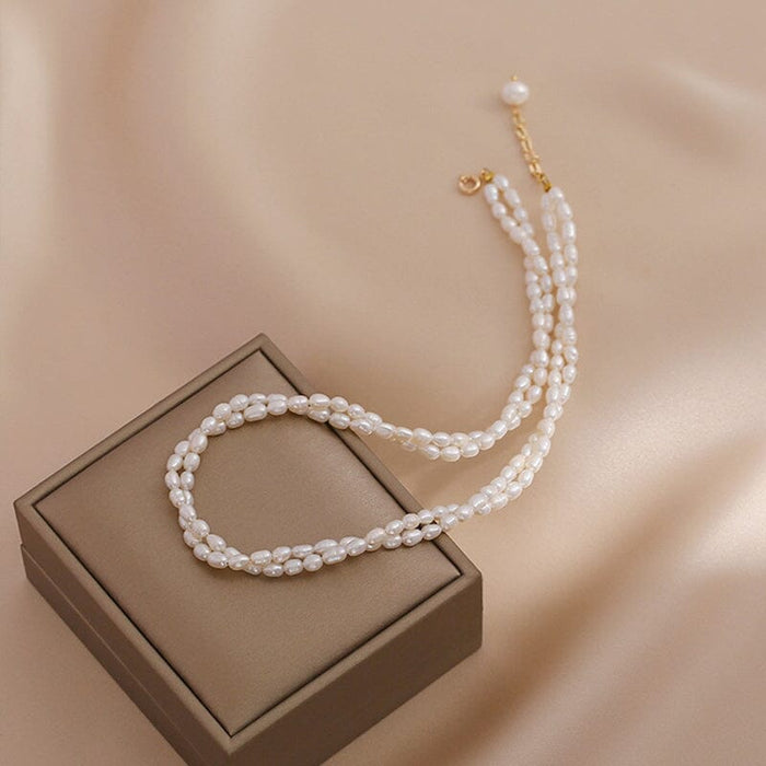 Freshwater Pearl Double Necklace Choker for Timeless Beauty - Gift for her - Gift for wedding