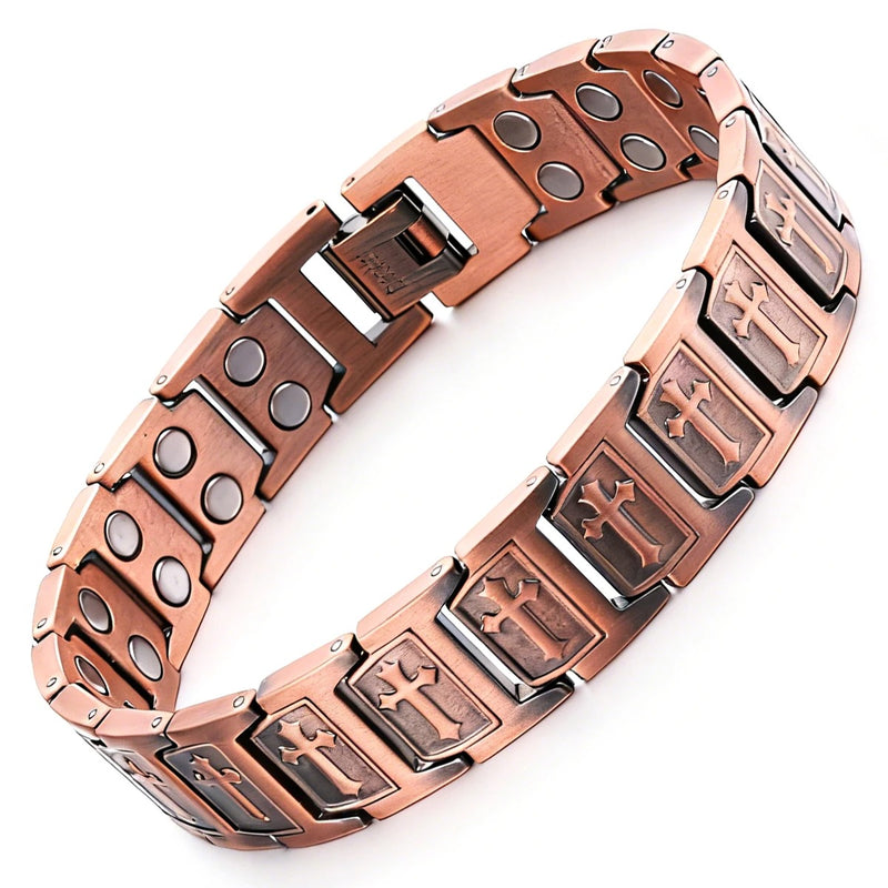 Men’s Copper Bracelet, 15mm Solid Copper Magnetic Cross Bracelet