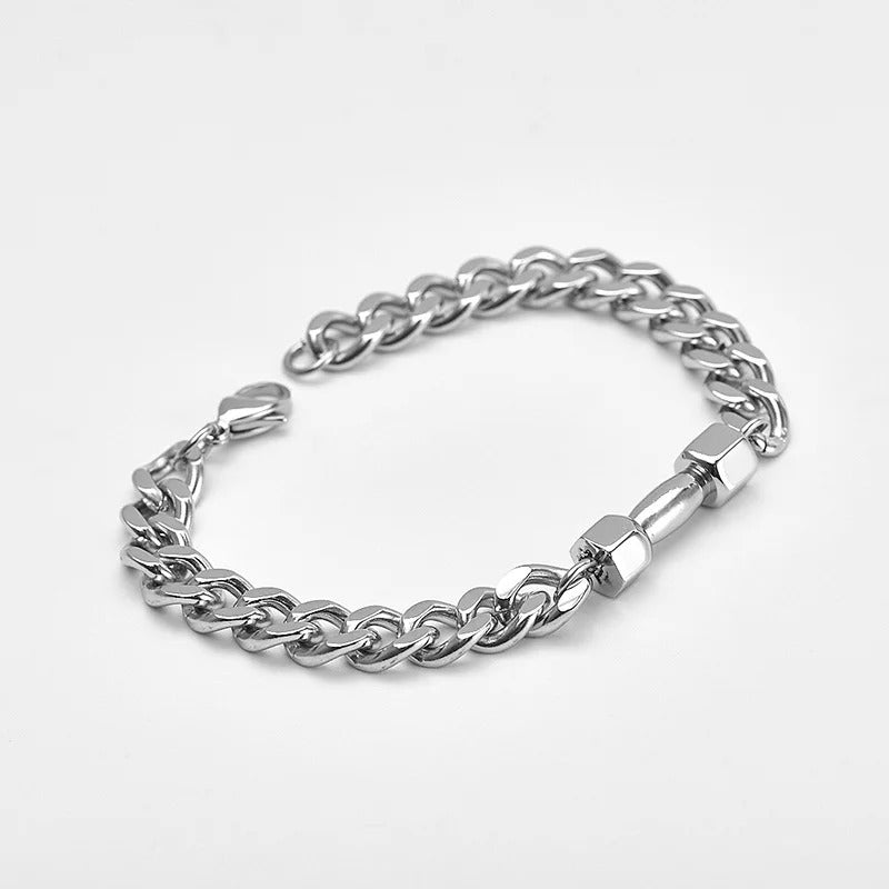 Pulsera de carburo de tungsteno plateado