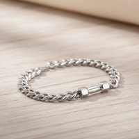 Pulsera de carburo de tungsteno plateado