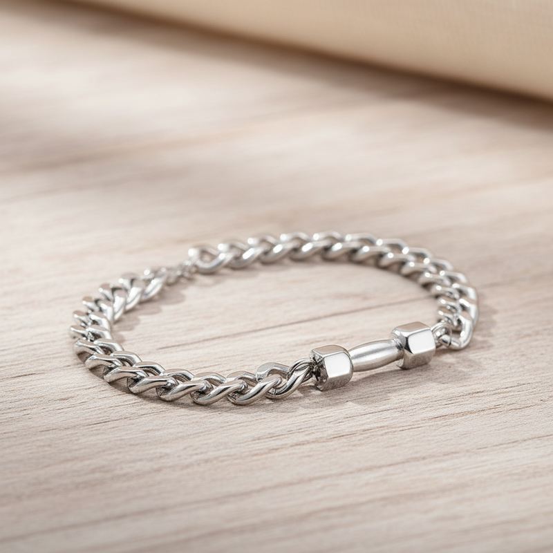 Pulsera de carburo de tungsteno plateado