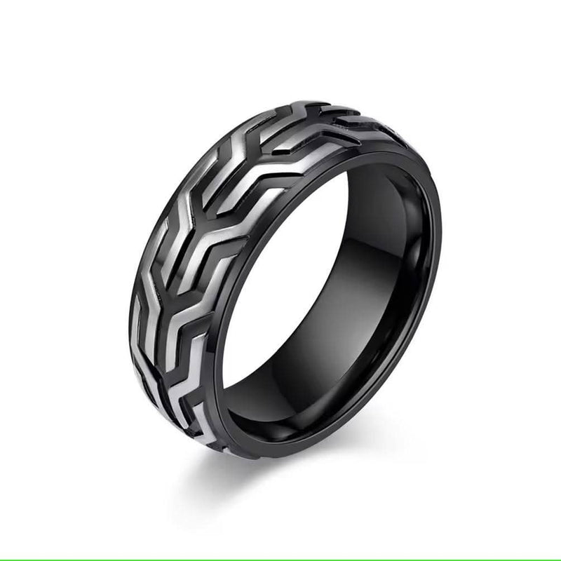 Comfort Fit 18Kt Gold IP Chevron Spearhead Stainless Steel Ring-Rings-Sairahaz Jewelers