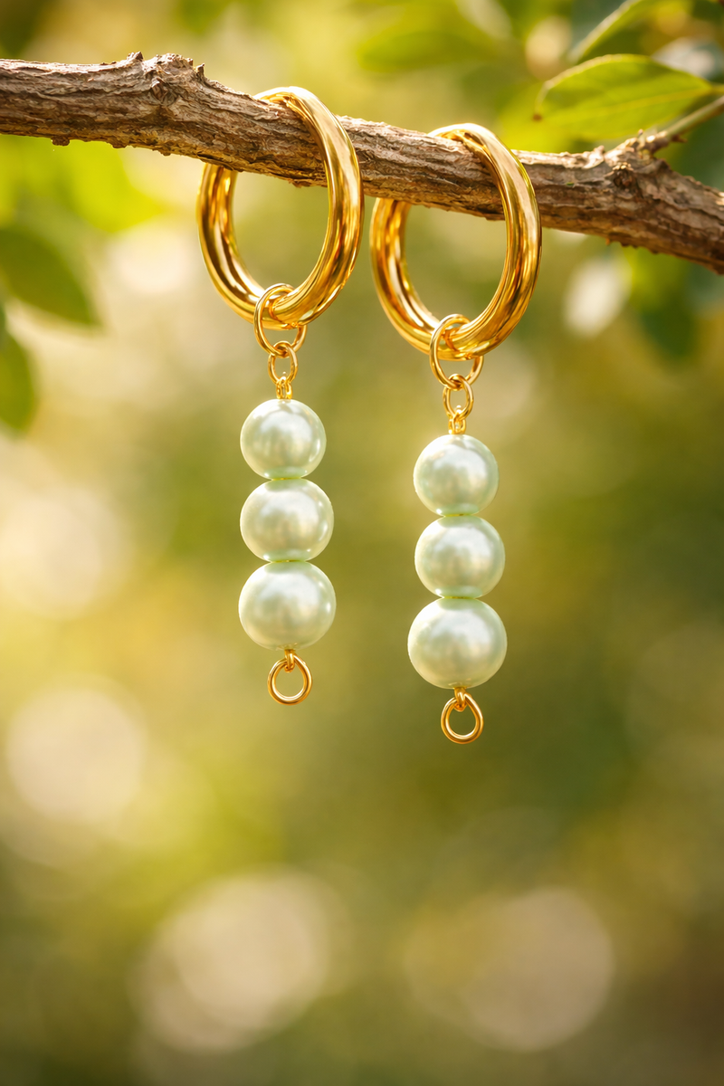 Cultured Baroque Green Pastel  Pearl Earrings