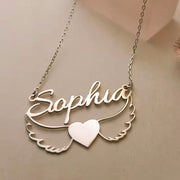Angle Flying Heart Name Necklace-Custom Name Necklace-Sairahaz Jewelers