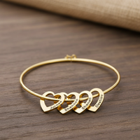 Family Custom Name Heart Bangle with Personalized Engraving - view 1