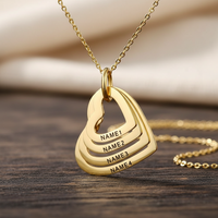 Personalized Heart Necklace with Custom Engraved Family Names - view 1