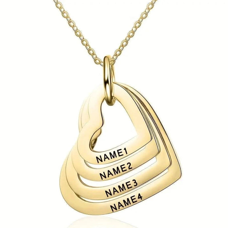 Personalized Heart Necklace with Custom Engraved Family Names
