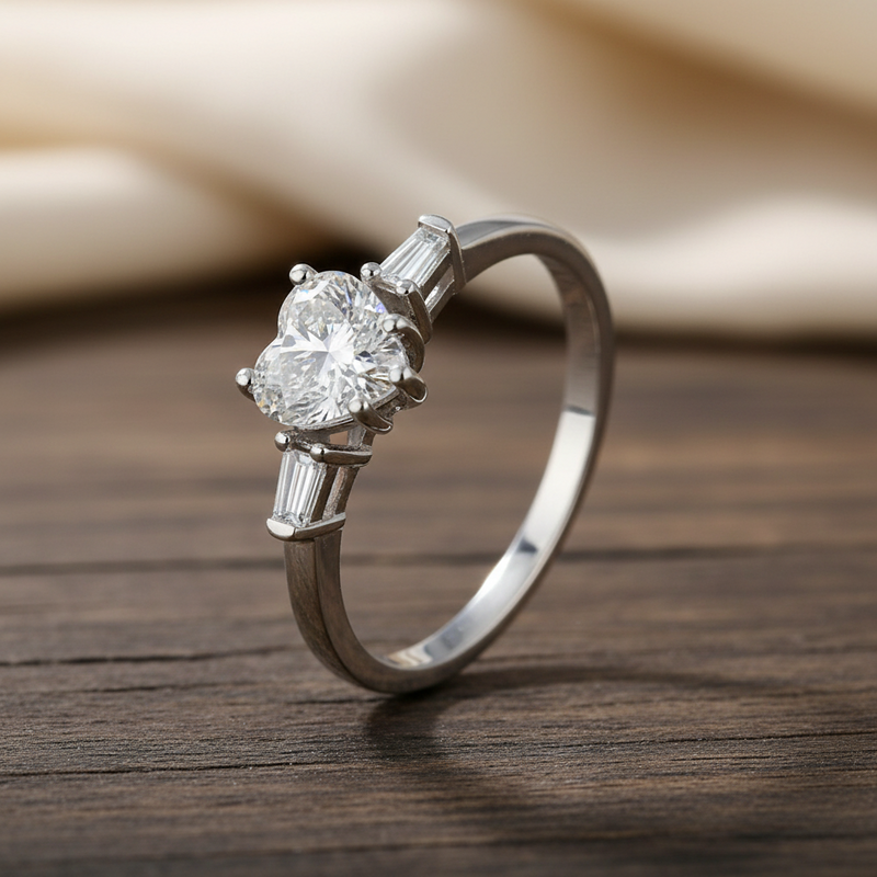 Heart Shape Moissanite Solitaire Engagement Ring