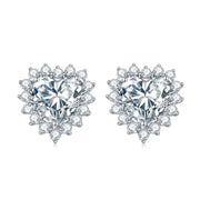 Sterling Silver CZ Heart Stud Earrings-Earring-Sairahaz Jewelers