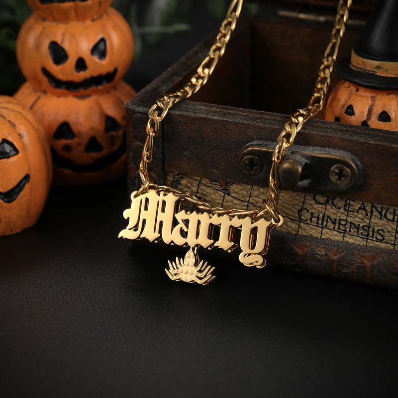Custom Name Spider BOO Pendent Necklace