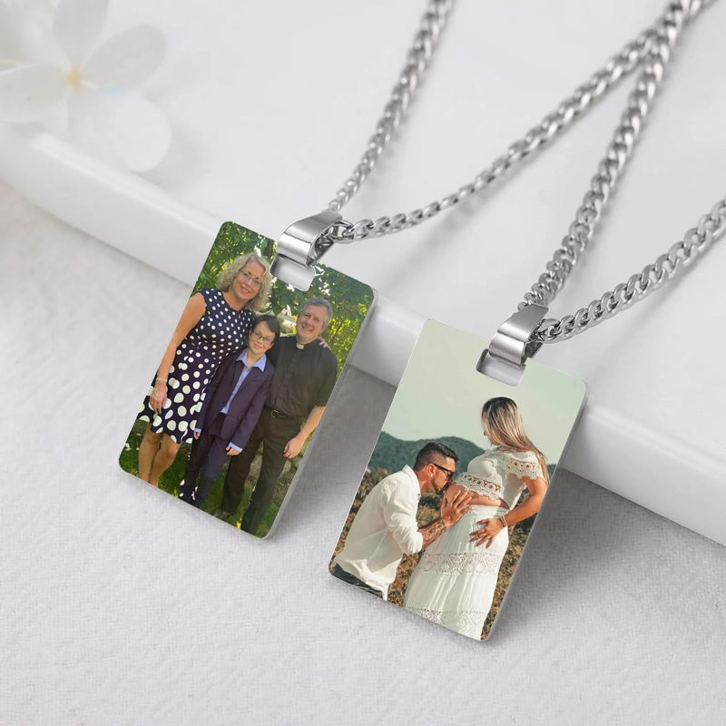 Picure Pendent Necklace Rectangle Shape Pendent Charm