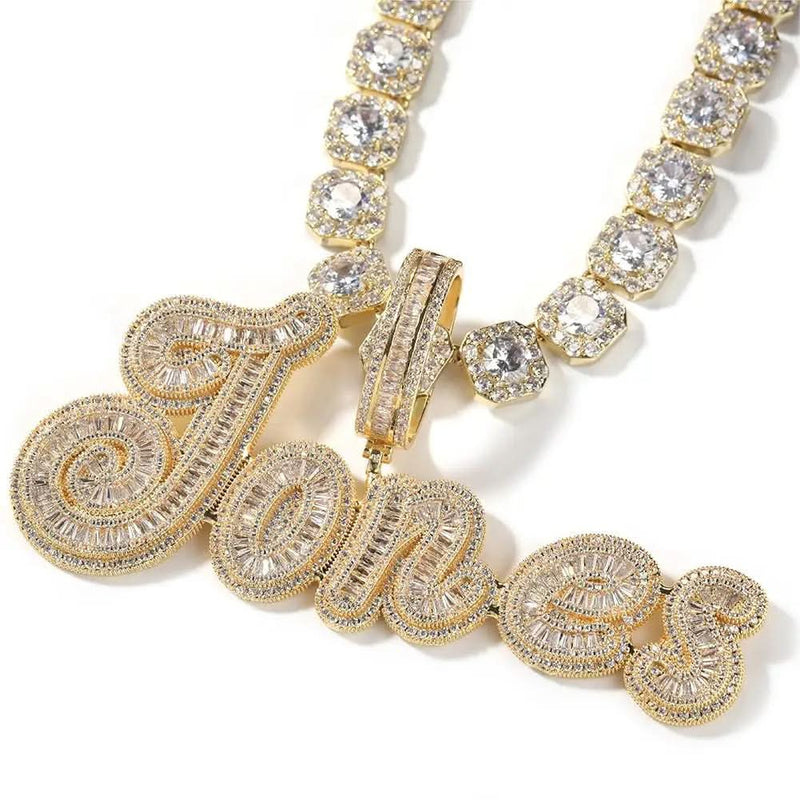 Hiphop Iced out Baguette Customized Name Necklace