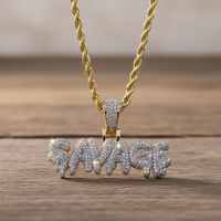 Iced Out CZ Drip Bubble Custom Name Necklace with Stainless Steel Rope Chain - view 1