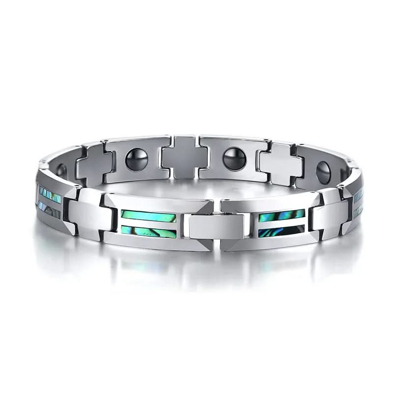 Men Tungsten Carbide Magnetic Abalone Shell Bracelet